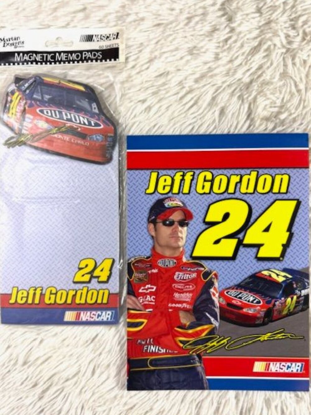 Vintage 2pc NASCAR Jeff Gordon Design Sheets Notepad + Magnetic Memo Pad Set